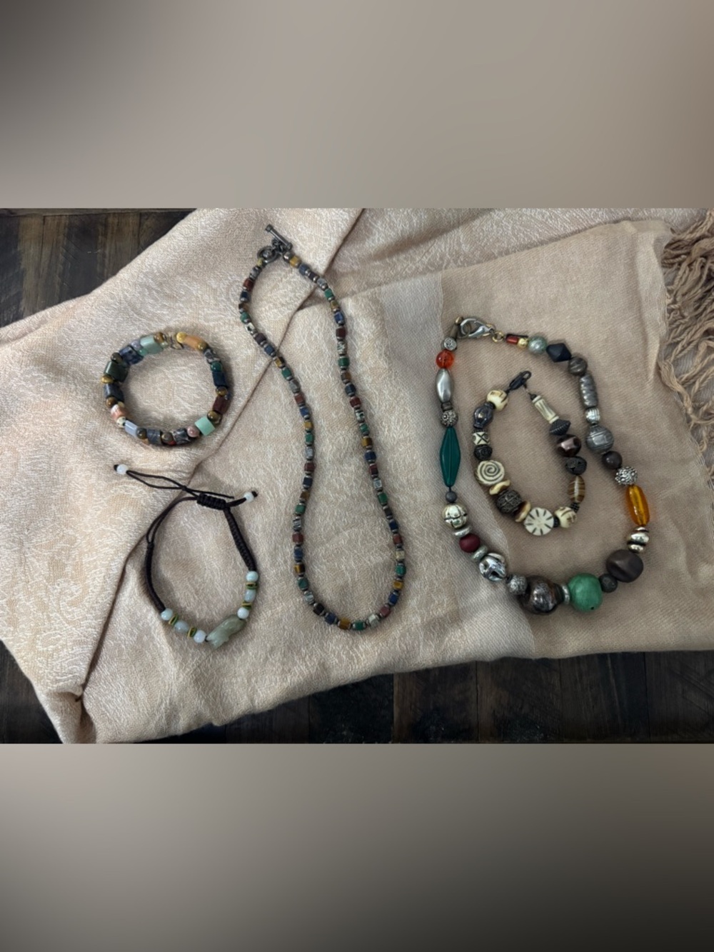 Boho Rustic Earth Tone Jewelry Lot - Tigers Eye & Jasper Bead Sets